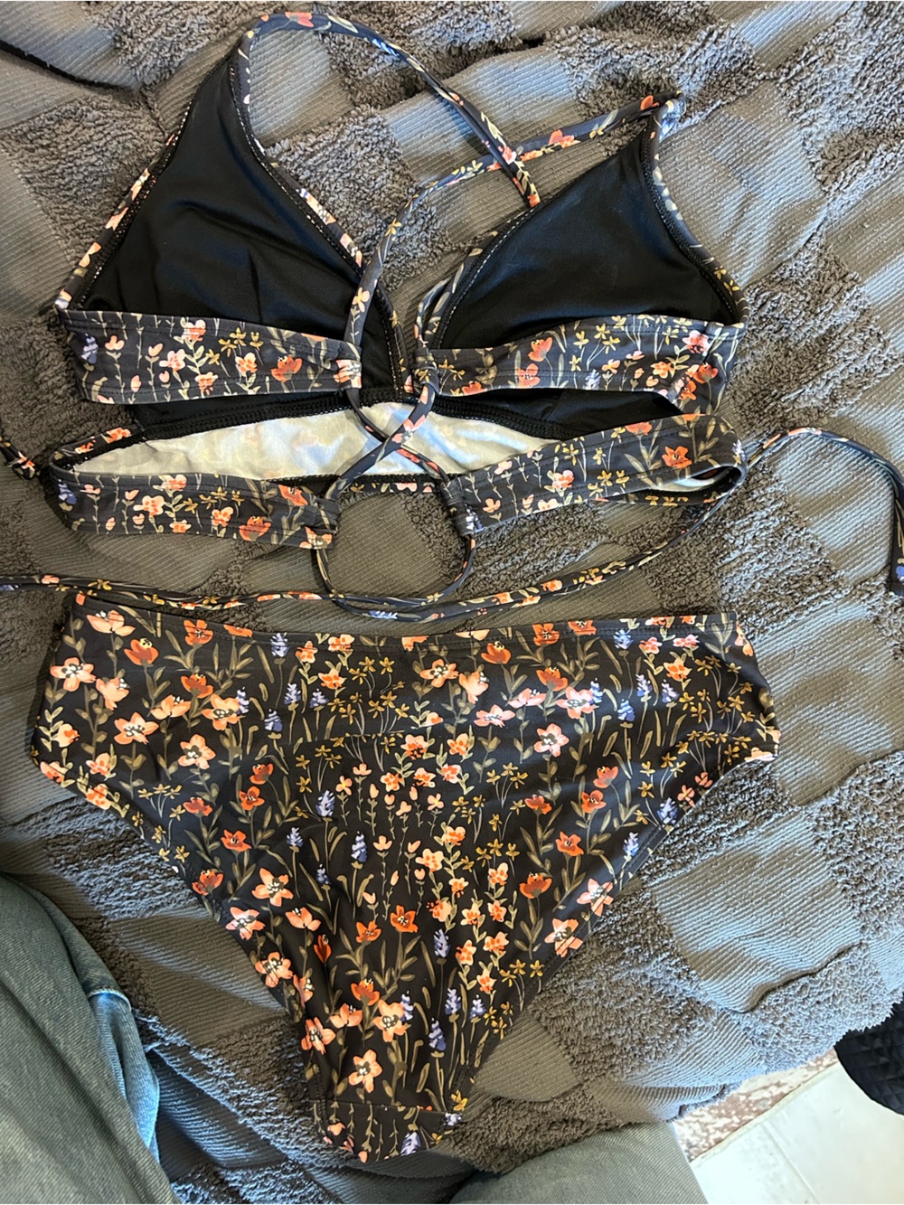 Strappy Back Black Floral CupShe Bikini - Picture 2 of 3